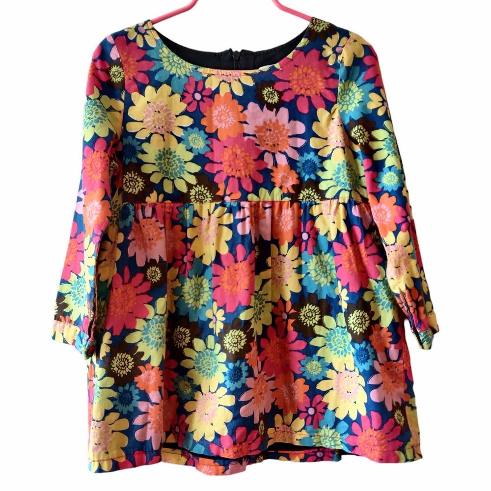Kenzo Kids Youth Girls 8 Colorful Allover Spring Floral Back Zip Tunic Dress Top